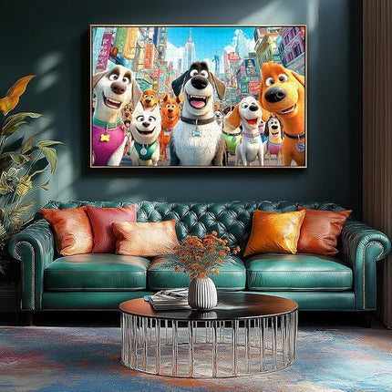 Blueforest 1000 Piece Jigsaw Puzzle for Adults - Cute Cartoon Dogs in City Theme, Challenging & Fun Adult Puzzles for Stress Relief & Home Decor 27.5x19.7 Inch