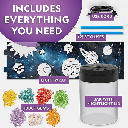 NATIONAL GEOGRAPHIC Diamond Painting Solar System Night Light - Make Your Own Night Light with 1000+ Gems to Decorate, Arts and Crafts Kits for Kids ages 8 9 10 11 12, DIY Space Gift, Planets for Kids