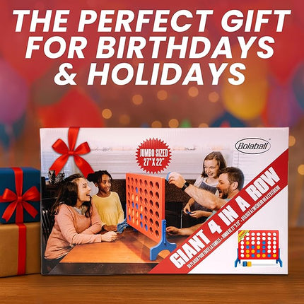 Bolaball Extra Large 4 in a Row Outdoor Board Game | Giant Family Fun Lawn & Yard Games | Jumbo Outside Game for Adults & Kids | Backyard Carnival Holiday Picnic Party Big Patio Games