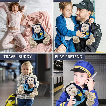 DolliBu Polar Bear Police Officer Super Soft Plush Toy - Soft Polar Bear Cop Stuffed Animal Dress Up with Cute Cop Uniform and Cap Outfit - Gift with Personalization - 10 Inches