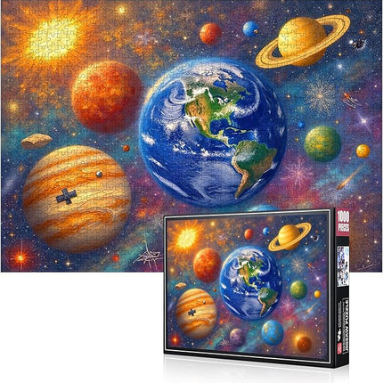 1000 Piece Jigsaw Puzzle for Adults – Solar System Space Puzzles | Colorful Galaxy Planets Puzzle for Learning, Relaxation & Gifts