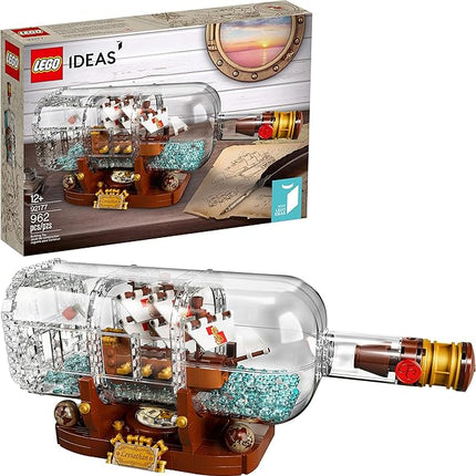 LEGO Ideas Ship in a Bottle 92177 Expert Building Kit, Snap Together Model Ship, Collectible Display Set and Toy for Adults (962 Pieces),Multicolor