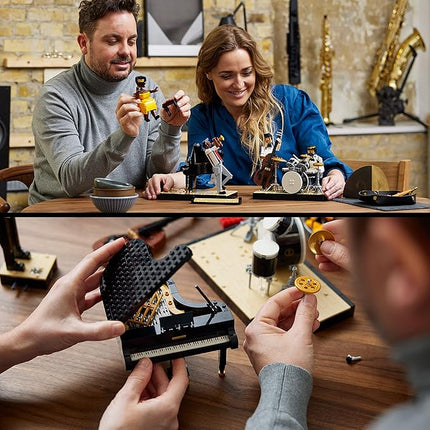 LEGO Ideas Jazz Quartet, Building Set for Adults Featuring Buildable Stage with 4 Band Musician Figures, Includes Piano, Double Bass, Trumpet, and Drum Kit Instruments, Great for Home Display, 21334