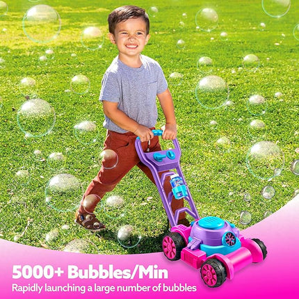 SLOOSH Bubble Lawn Mower Toddler Toys - Spill-Proof Bubble Machine Pretend Gardening Toy for Age 1 2 3 1-3 Year Old Toddler Indoor Outdoor Use, Baby Girl Push Toys New Year Birthday Gift (Pink)