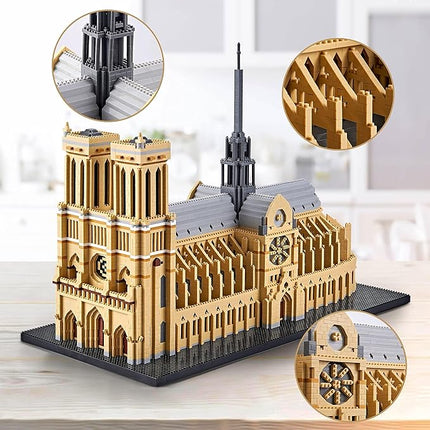 World Famous Architecture Micro Building Blocks Set Notre Dame De Paris 7380 PCS, Creative DIY Big Model Kit for Adults or Teens Ages of 14+