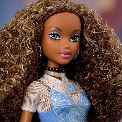 Barbie Signature My Scene Madison Doll & Accessories, Y2K-Inspired Outfit with Butterfly Top, Cargo Jeans, Denim Bag & Display Stand