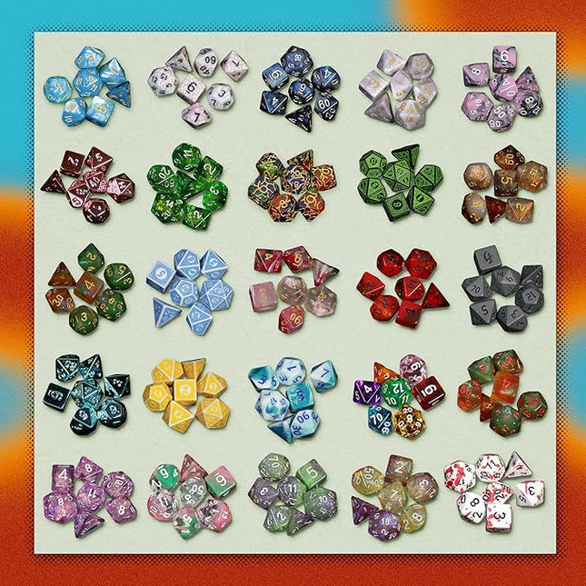 1985 Games Mystery Dice, Set of 7 Polyhedral Dice, Wide Range of Patterns, Gaming Dice, Suitable for Role Playing, Table Games (Pack of 6)