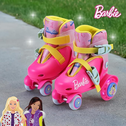 Barbie Kids Trainer Skates - Light Up Wheels, ABEC 5 Bearings, Durable PVC Material, Foam Shoe Lining, Perfect for Active Fun and Adventures, US Size 9-12