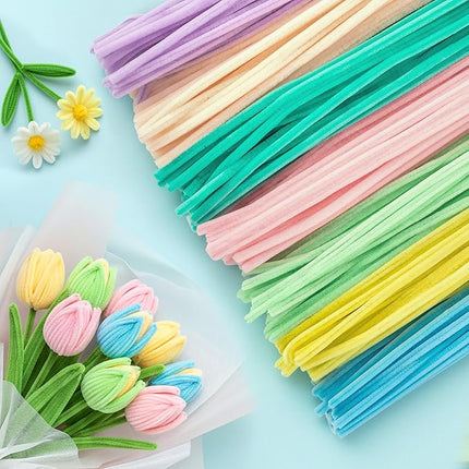 Caydo 200 Pieces Macaroon Color Pipe Cleaners Craft Chenille Stems for DIY Art Creative Crafts Party and Valentine's Day Decorations (12 Inch x 6 mm)