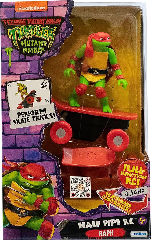 Teenage Mutant Ninja Turtles Toy, Raphael Half Pipe RC Skate Vehicle with Tricks, 2.4 GHz Remote Control TMNT Ninja Turtle Toy, Mutant Mayhem, Ages 5+