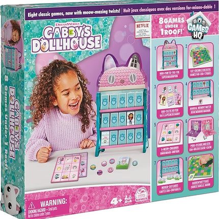 Gabby’s Dollhouse, Games HQ Checkers Tic Tac Toe Memory Match Go Fish Bingo Cards Board Games Toy Gift Netflix Party Supplies, for Kids Ages 4 and up