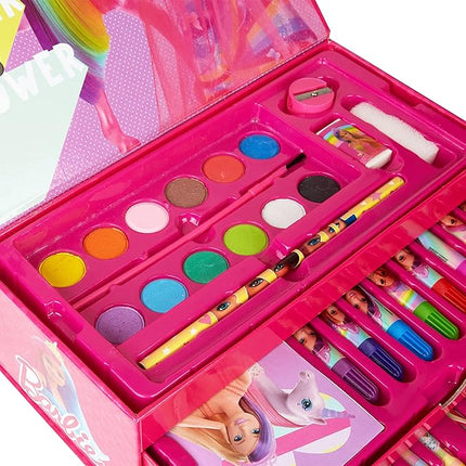 Barbie Colored Pencils Art Supplies Kids Set Coloring Markers Girls Painting Kit Drawing Pencils Supplies Travel Case with Crayons Felt Tips Arts and Crafts for Kids 4-12