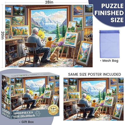 Puzzles for Adults 1000 Pieces,Jigsaw Puzzles 1000 Pieces Painting Room Puzzle for Adults Unique 1000 Piece Scenery Puzzles Fun Relax Puzzle Challenging Family Game Gift