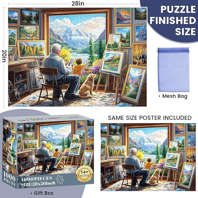 Puzzles for Adults 1000 Pieces,Jigsaw Puzzles 1000 Pieces Painting Room Puzzle for Adults Unique 1000 Piece Scenery Puzzles Fun Relax Puzzle Challenging Family Game Gift