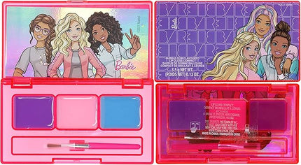 Barbie Backpack Cosmetic Makeup Gift Bag Set 12 Pcs Includes Lip Gloss, Nail Polish & Hair Accessories for Kids Teen Tween Girls, Ages 3+ Perfect for Parties, Sleepovers and Makeovers by Townley Girl