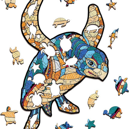 EWA Home Décor – Turtle Small 80 Pieces – Wooden Jigsaw Puzzle for Adults – Perfect for Artistic Home Decoration and Mindful Relaxation