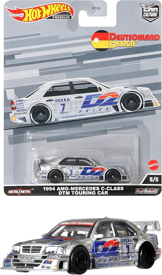 Hot Wheels Car Culture Circuit Legend, Premium 1:64 Scale Die-Cast 1994 AMG Mercedes C-Class DTM Touring Car, Collectable Vehicle