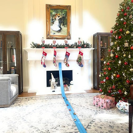 FlexTrack 5000 Flexible Race Car Track for Kids Toy with Suction Cups Compatible with Hot Wheels and Diecast 1/64th Cars and More 15 Feet Long Rolls Up Portable Racetrack (Daytona Blue)