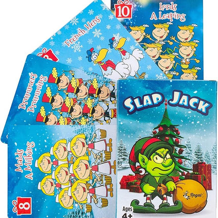 Regal Games Card Games for Kids - Go Fish, Crazy 8's, Old Maid, Slap Jack, Monster Memory Match, Snowball Fight - Holiday-Themed, Simple & Fun Classic Family Table Games - Games May Vary (6 Set)