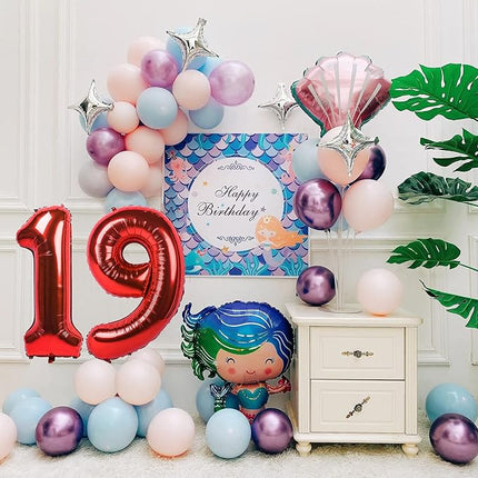 Smlpuame 40 inch Number Balloon 0-9 Red Large Number 19 Balloons,Digital Balloons for Birthday Party Celebration Decorations Supplies, Helium Foil Number Balloons for Wedding Anniversary