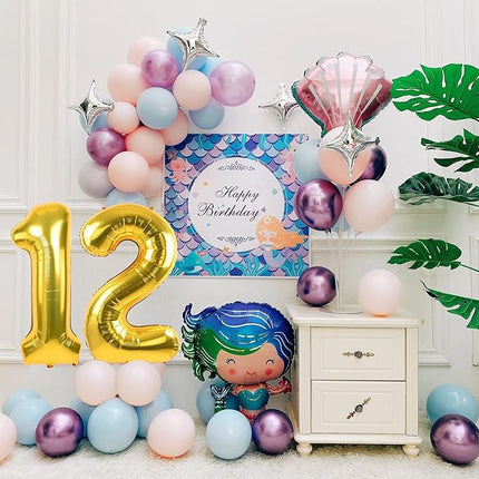 Smlpuame 40 inch Number Balloon 0-9 Gold Large Number 12 Balloons,Digital Balloons for Birthday Party Celebration Decorations Supplies, Helium Foil Number Balloons for Wedding Anniversary