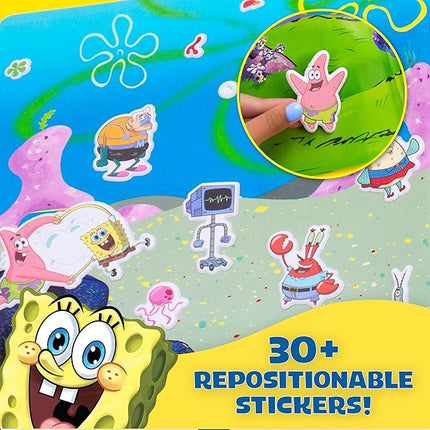 Spongebob Puffy Sticker Playset, Includes Over 30 Reusable Stickers & Play Scenes, Reusable Travel Activity Book for Kids, Toddler Activity Book, Toddler Travel Toy Ages 3+
