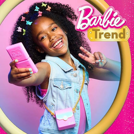 Barbie Trend Lights and Sounds Phone Set, 4-Pieces, Interactive Toy Phone, Toy Purse, Dress Up and Pretend Play, Kids Toys for Ages 3 Up by Just Play
