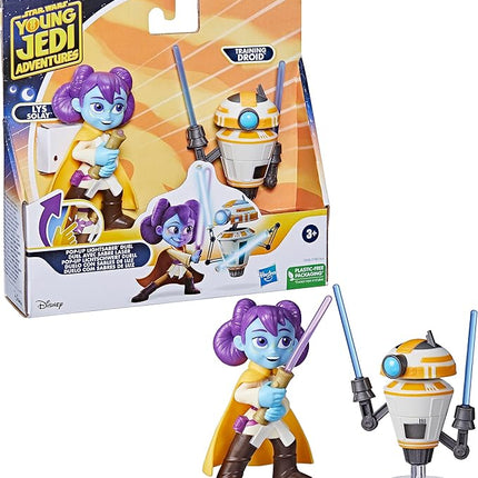 Star Wars: Young Jedi Adventures Pop-Up Lightsaber Duel, LYS Solay & Training Droid Action Figures, 4-Inch Scale Toys, Preschool Toys for 3 Year Old Boys & Girls