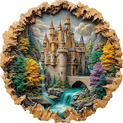 Castle 200 Pieces Wooden Puzzles for Adults - Majestic Autumn Castle Landscape Jigsaw Puzzles, Premium Stress Relief Brain Teaser & Premium Decorative Gift, 11.2x11.2 in