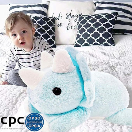 uoozii 24" | 5 Pounds Blue Dinosaur Weighted Stuffed Animals with Unscented Microwavable Heating Pad, Cute Coolable Heatable Weighted Plush Warm Gift for Kids & Adults