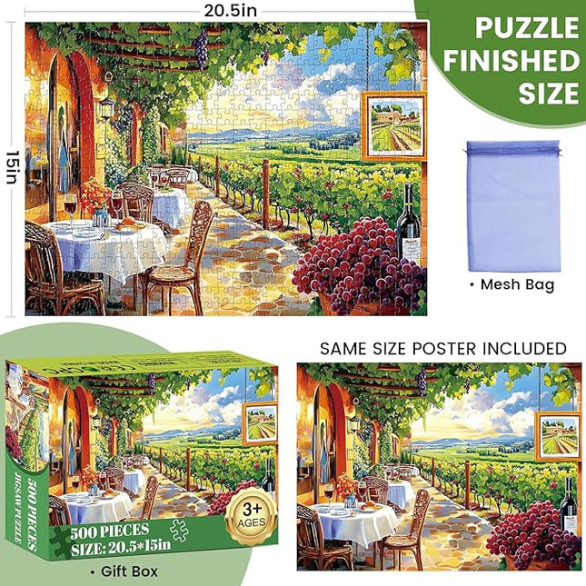 Jigsaw Puzzles 500 Pieces for Adults Natural Wine Estate, 500 Piece Vineyard 500 Piece Puzzles for Adults and Children, Family Activity Game, Puzzle Great Gift for Family and Friends 20.5 * 15 Inch