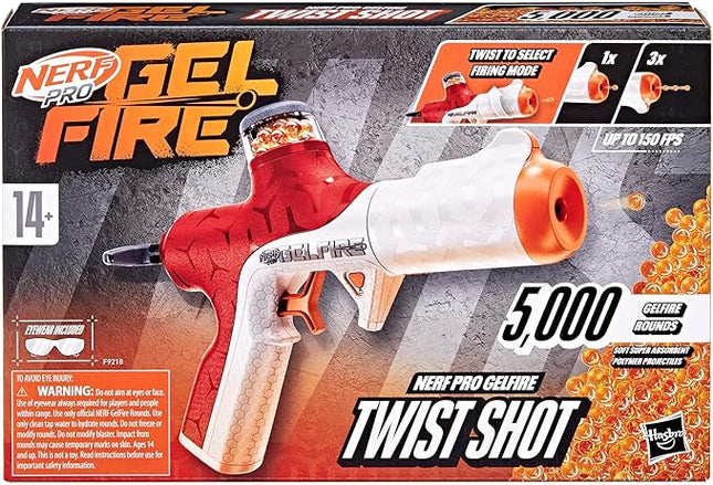 Nerf Pro Gelfire Twist Shot Blaster, 150 FPS, 5,000 Gelfire Rounds, T-Pull Priming, Integrated 80 Round Hopper, Eyewear, Ages 14+
