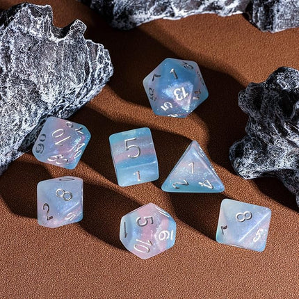 HDdais 7PCS Trans-Pride Polyhedral DND Dice Set, Homosexual Flag D&D Dice for RPG and Other Table Games (Matte)