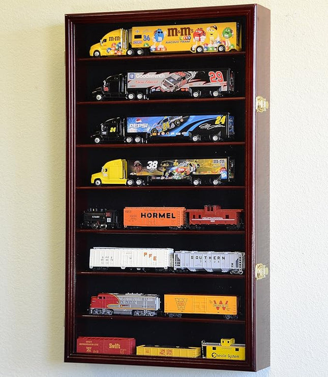 Hot Wheels 1/64 Scale Trailer Rig Model Car Display Case Cabinet w/98% UV Door