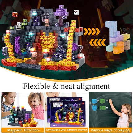 Magnetic Tiles Building Blocks for Kids Ages 3+, STEM Toys for Toddlers, 300PCS Magnetic Construction Set with Storage Bag, Educational Birthday Gifts for Boys & Girls (Mine)