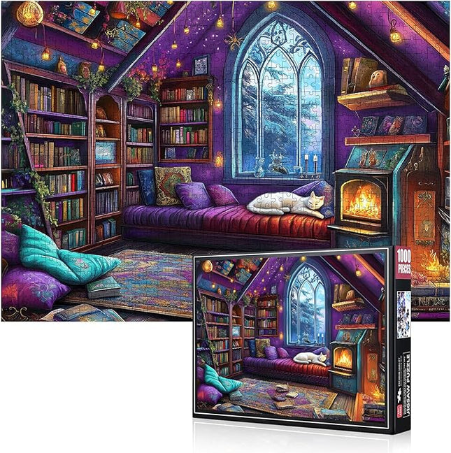 White Cat Jigsaw Puzzle 1000pcs - Adult Jigsaw Puzzles with White Cat Lying On The Sofa, Large DIY Brain Teaser for Family Fun, Scratch-Resistant Paper Puzzles, Home Decor Gift Adults Puzzle