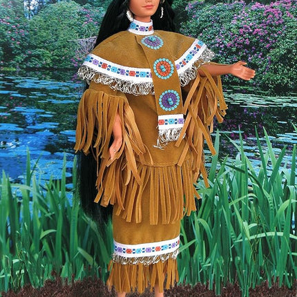 Barbie 1997 Collector Edition Dolls of the World 12 Inch Doll - Fourth Edition Native American Barbie with Poncho, Skirt, Headband, Moccasins, Jewelry, Hairbrush and Doll Stand