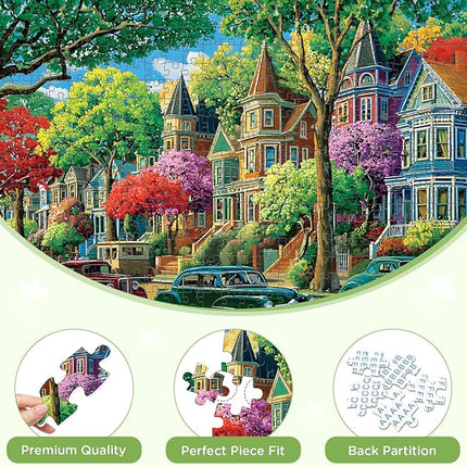 500 Piece Puzzles for Adult, Urban Street Scene Puzzle 500 Pieces for Adults Kids Senior, Retro Style Adult Puzzles, Challenging Family Puzzle Colorful Activity Game Gift for Friend 20.5 X 15 Inches