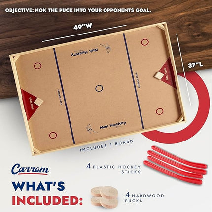 Carrom Champion Nok Hockey Game (Large) — Wooden Board Games for Adults & Children — Indoor and Outdoor Games for Family — Sports Board Games