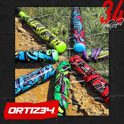 Bat & Ball Set - Graffiti Plastic Bat & Ball Homerun Set- David Ortiz Backyard Baseball Set for Youth, Kids, Teenagers, Adults (Bat & Ball Set, Blue)