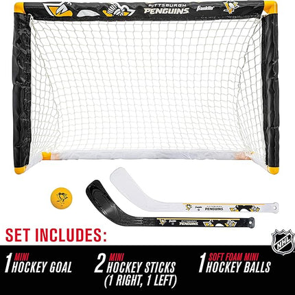 Franklin Sports NHL Mini Hockey Set - Kids Indoor Knee Hockey Goal, Ball, + 2 Stick Combo - Youth Team Indoor Toy Set - Official - Ages 3+