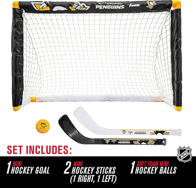 Franklin Sports NHL Mini Hockey Set - Kids Indoor Knee Hockey Goal, Ball, + 2 Stick Combo - Youth Team Indoor Toy Set - Official - Ages 3+