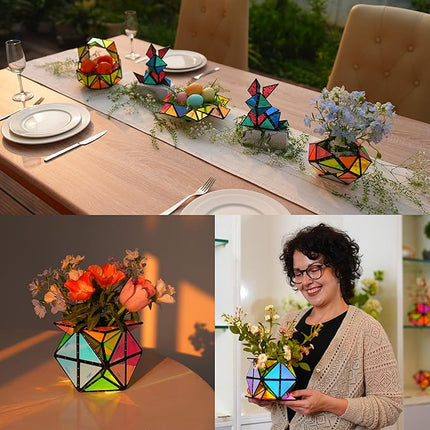 TOSY Magnet Pyramid Glow - 1 Cube Transforms into 1 Billion Shapes, 12 Pieces, 243 Rare Earth Magnets, Glowing, Holographic Design Magnet Tiles Creative Puzzle STEM/STEAM Toy, 2-Pack