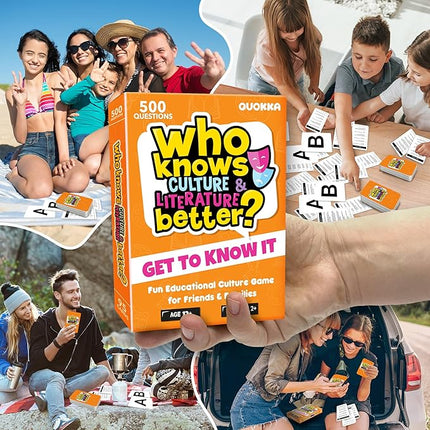 Board Games for Kids 8-12 and Family - Educational Card Game for Kids Age 12+ - Who Knows Culture and Literature Better? - 500+ Questions - Trivia for Family Game Night and Travel Fun