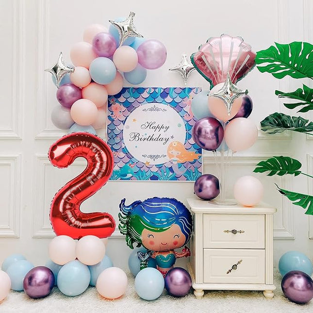 Smlpuame 40 inch Number Balloon 0-9 Red Large Number 2 Balloons,Digital Balloons for Birthday Party Celebration Decorations Supplies, Helium Foil Number Balloons for Wedding Anniversary