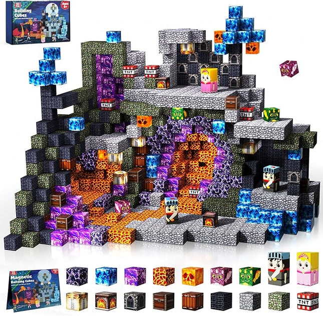 Magnetic Blocks - 150 PCS Build Magnetic Dark Castle Sword Domain World - Magnetics Construction Cube Toys - STEM Montessori Sensory Toys for Toddlers 6 7 8 9 10 Year Old Boys & Girls