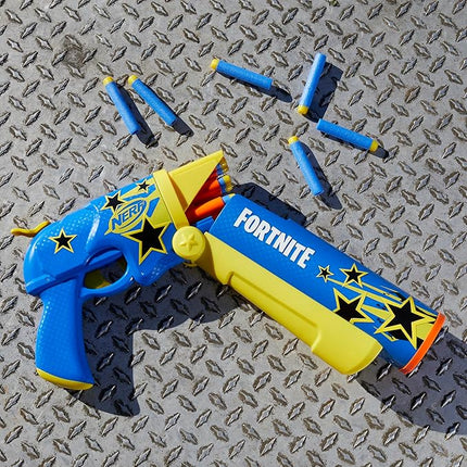 Nerf Fortnite Half Tone Hero Blaster, Bonus Code to Unlock Half Tone Hero Wrap in The Game, Break Open Loading, 12 Nerf Elite Darts, Fortnite Gifts
