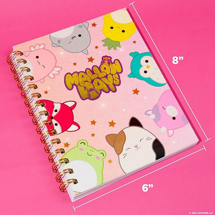 Squishmallows Original DIY Journaling Set, Journaling Kit with Gel Pens, Stickers, Sticky Notes, and Gems, Scrapbook for Kids, Cute Stationary Set, Notebook for Girls, Diary for Girls Ages 8-12