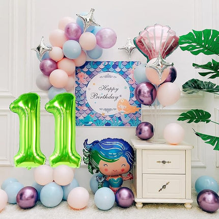 Smlpuame 40 inch Number Balloon 0-9 Green Large Number 11 Balloons,Digital Balloons for Birthday Party Celebration Decorations Supplies, Helium Foil Number Balloons for Wedding Anniversary