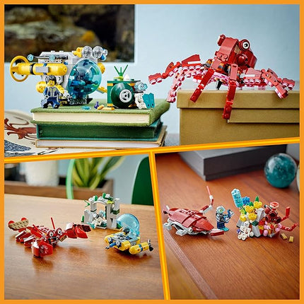LEGO Creator 3 in 1 Sunken Treasure Mission Submarine Toy, Underwater Creatures Transform from Octopus tp Lobster to Manta Ray, Fun Sea Animal Figures, 31130